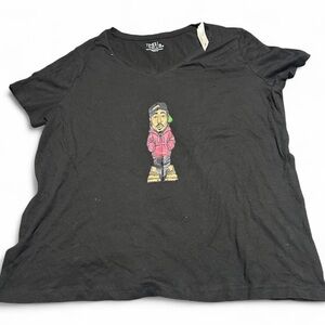 Black cotton Tupac graphic tee #TupacShakur XL